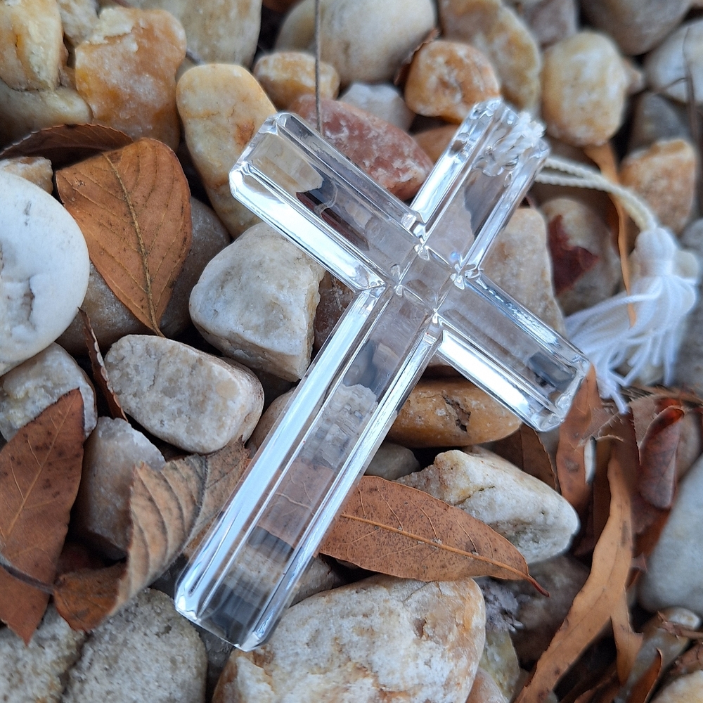 Crystal Cross Waterford Crystal Pendant Large Christmas Gifts Religious Ribbon